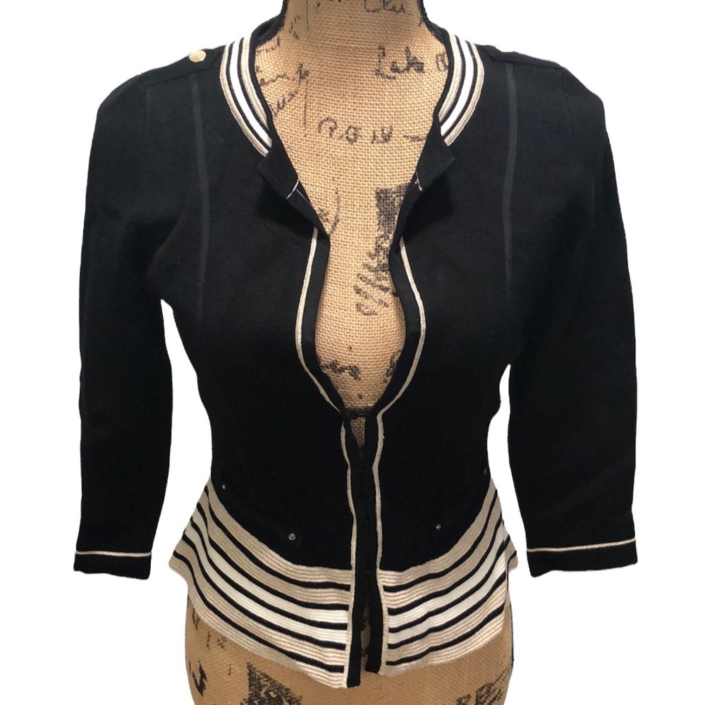 {WHBM} Black Clasp Front Closure Cardigan